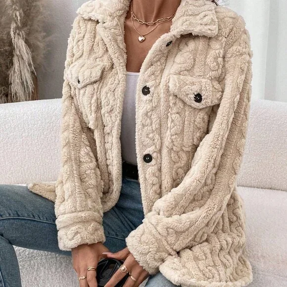 Apricot Casual Women's Coral Fleece & Flannel Ladies Regular Warm Jacket - Picture 4 of 6